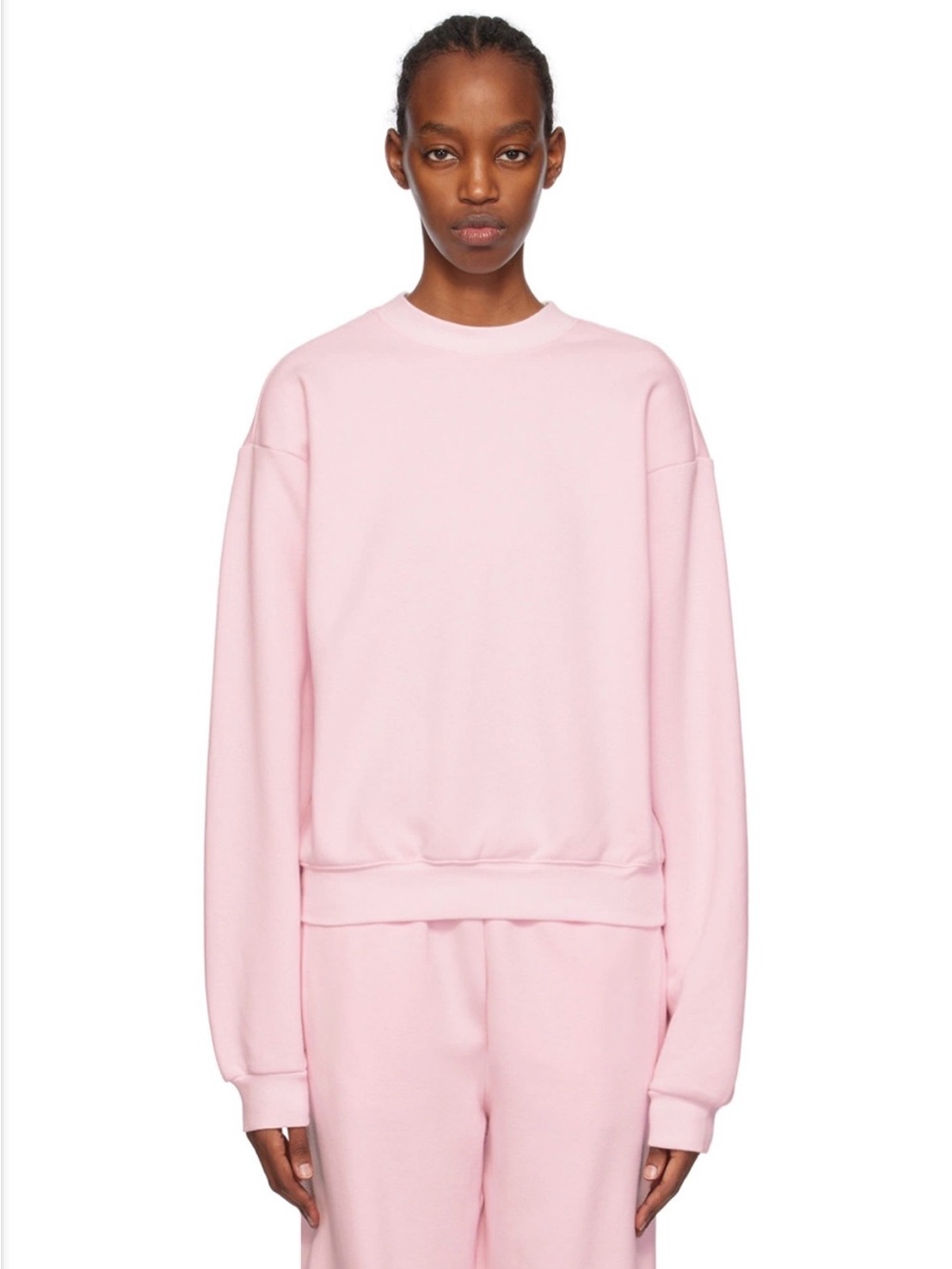 SKIMS Pink Cotton Fleece Classic Crewneck Sweatshirt Pink Cherry Blossom Large